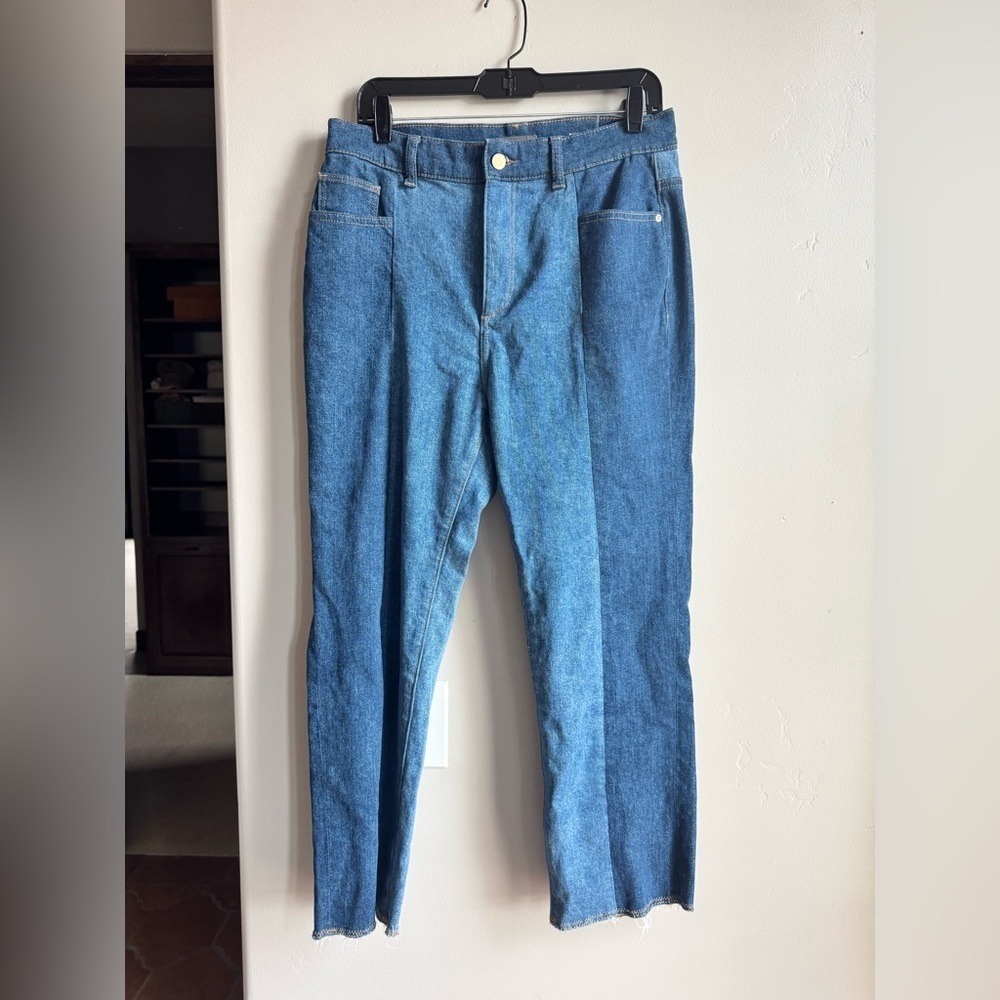 DL1961 Patti Straigt Leg Jeans Two Tone Y2K Vintage Wash Minimalist High Rise 30